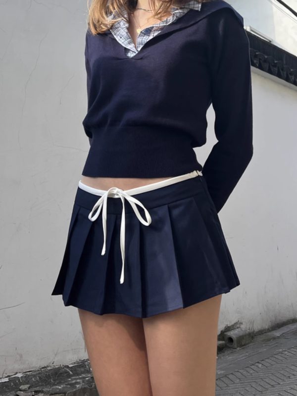 Spliced American Style Casual Set for Women - Low Waist Leggings & Top - Spring 2025 College Style Outfit