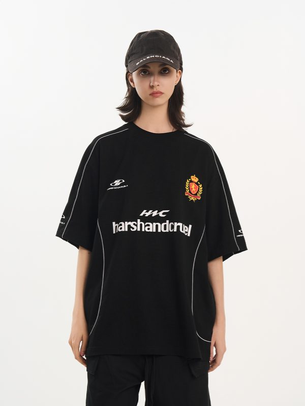 Spliced Typography Printed Football Club Training Short Sleeve T-Shirt - Casual Streetwear, Perfect for Sports and Everyday Wear