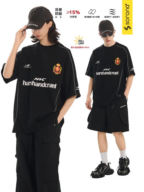 Spliced Typography Printed Football Club Training Short Sleeve T-Shirt - Casual Streetwear, Perfect for Sports and Everyday Wear