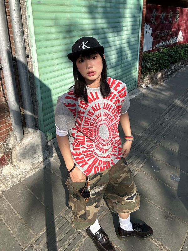 Spring 2025 American Letter Print Short Sleeve T-Shirt for Men and Women - Loose Casual Basic Top, Unisex Fashion Essential