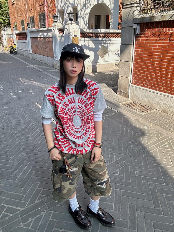 Spring 2025 American Letter Print Short Sleeve T-Shirt for Men and Women - Loose Casual Basic Top, Unisex Fashion Essential
