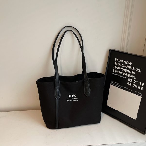 Spring 2025 Casual Large-Capacity Canvas Tote Bag for Women, Versatile Student Commuter Shoulder Bag