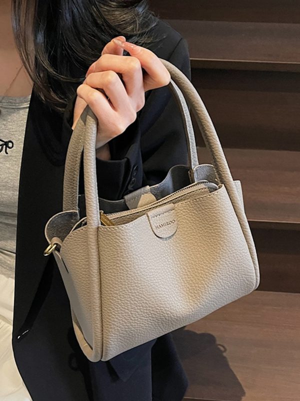 Spring 2025 High-End Versatile Tote Bucket Bag - Simple Casual Shoulder & Crossbody Bag for Work and Everyday Use