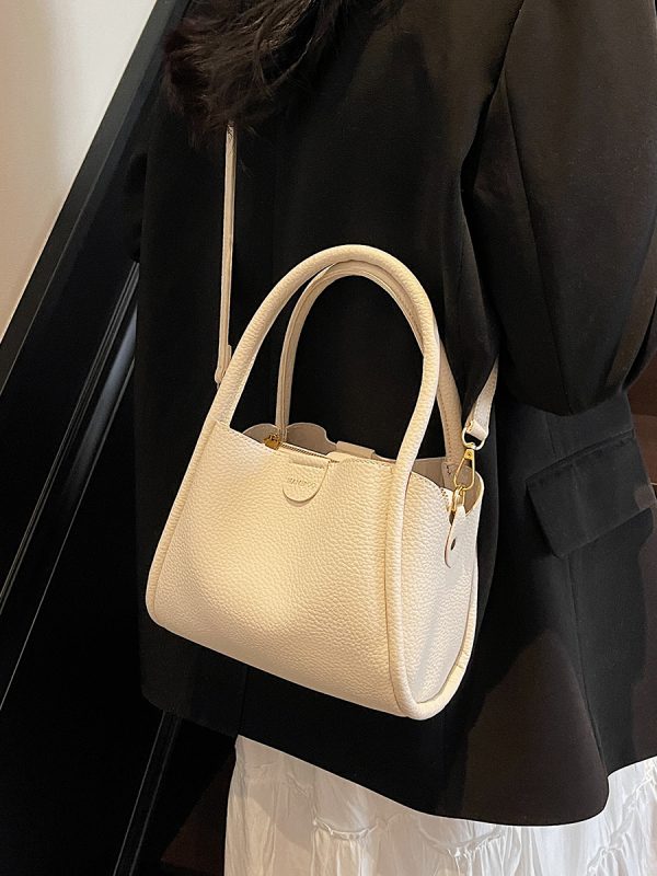 Spring 2025 High-End Versatile Tote Bucket Bag - Simple Casual Shoulder & Crossbody Bag for Work and Everyday Use