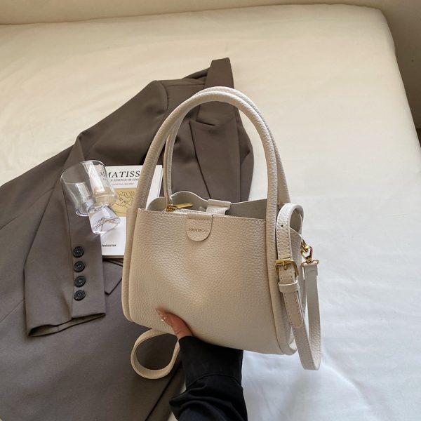 Spring 2025 High-End Versatile Tote Bucket Bag - Simple Casual Shoulder & Crossbody Bag for Work and Everyday Use