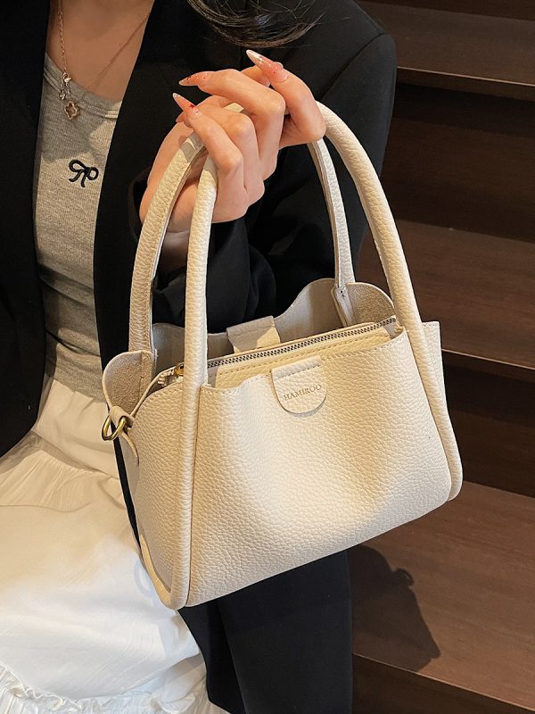 Spring 2025 High-End Versatile Tote Bucket Bag - Simple Casual Shoulder & Crossbody Bag for Work and Everyday Use