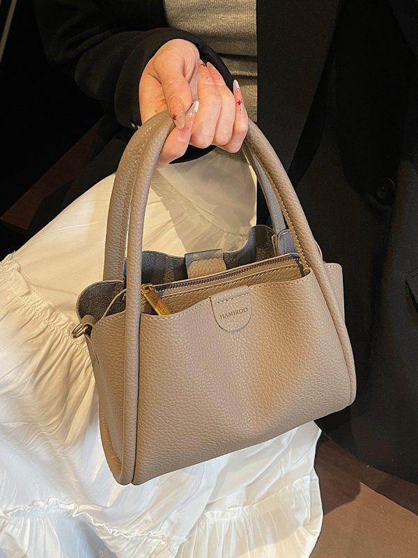 Spring 2025 High-End Versatile Tote Bucket Bag - Simple Casual Shoulder & Crossbody Bag for Work and Everyday Use