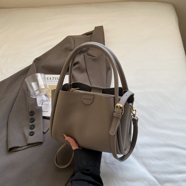 Spring 2025 High-End Versatile Tote Bucket Bag - Simple Casual Shoulder & Crossbody Bag for Work and Everyday Use