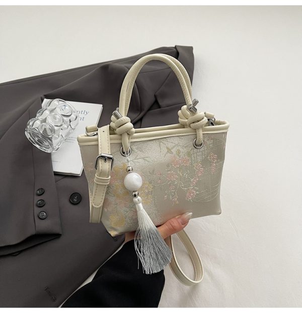 Spring 2025 National Style Handheld Water Bucket Bag - Embroidered Versatile Shoulder & Crossbody Bag