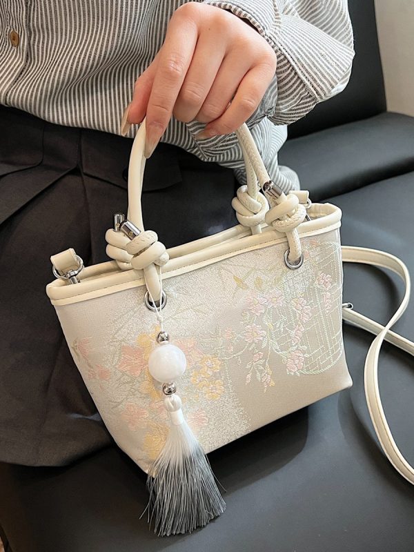 Spring 2025 National Style Handheld Water Bucket Bag - Embroidered Versatile Shoulder & Crossbody Bag