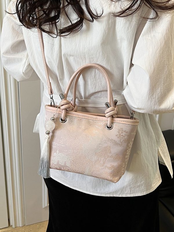 Spring 2025 National Style Handheld Water Bucket Bag - Embroidered Versatile Shoulder & Crossbody Bag