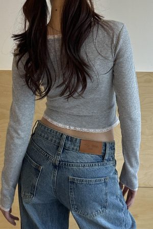Spring 2025 Women's Vintage Floor-Length Loose Low Waist Straight Leg Pants in Cleanfit American Style