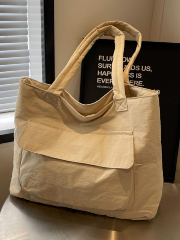 Spring Large Capacity Canvas Tote Bag for Women, Casual Minimalist Commuting Shoulder Bag, Versatile Student Book Bag