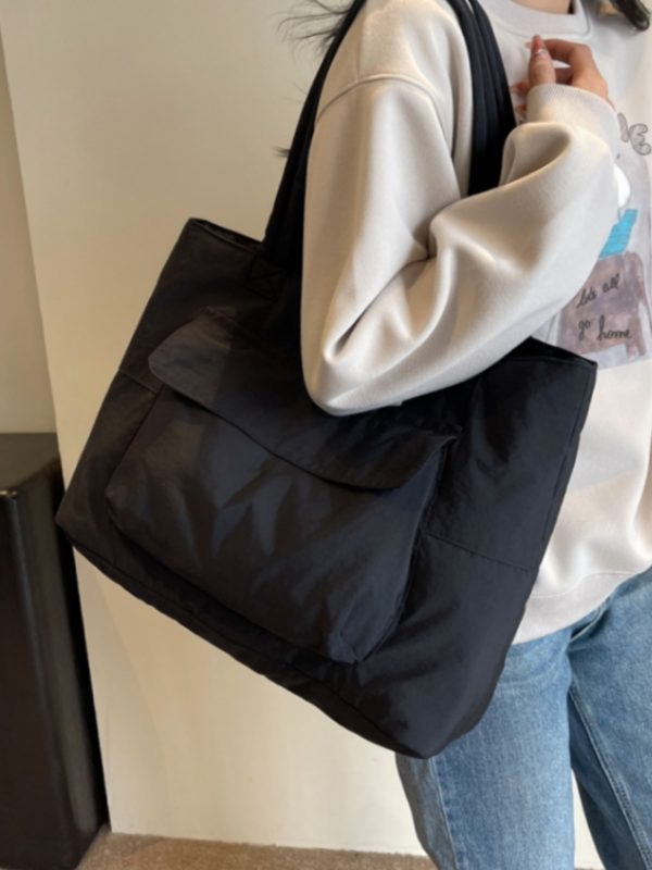 Spring Large Capacity Canvas Tote Bag for Women, Casual Minimalist Commuting Shoulder Bag, Versatile Student Book Bag
