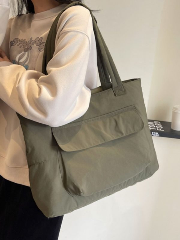 Spring Large Capacity Canvas Tote Bag for Women, Casual Minimalist Commuting Shoulder Bag, Versatile Student Book Bag