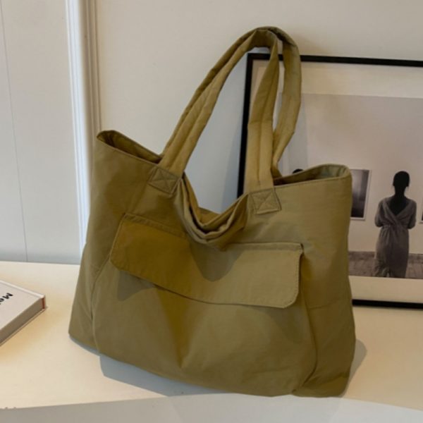 Spring Large Capacity Canvas Tote Bag for Women, Casual Minimalist Commuting Shoulder Bag, Versatile Student Book Bag