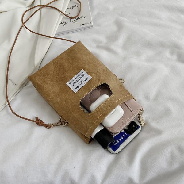 Spring/Summer 2025 Women's Paper Bag Handbag - Portable Phone Crossbody Shoulder Bag in Trendy Design