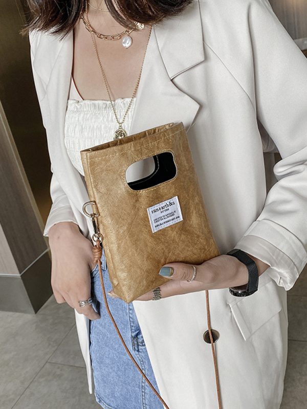 Spring/Summer 2025 Women's Paper Bag Handbag - Portable Phone Crossbody Shoulder Bag in Trendy Design
