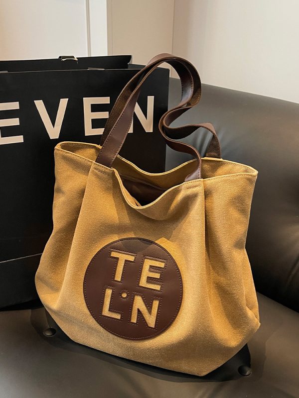 Stylish Large Capacity Canvas Commuter Bag for Women - Artistic Casual Shoulder Bag for Autumn Winter 2025, Versatile Everyday Use