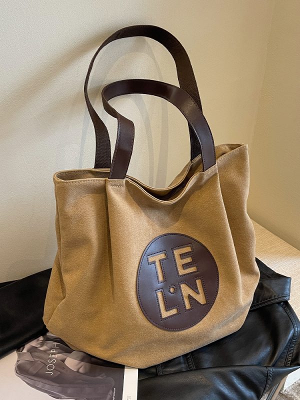 Stylish Large Capacity Canvas Commuter Bag for Women - Artistic Casual Shoulder Bag for Autumn Winter 2025, Versatile Everyday Use