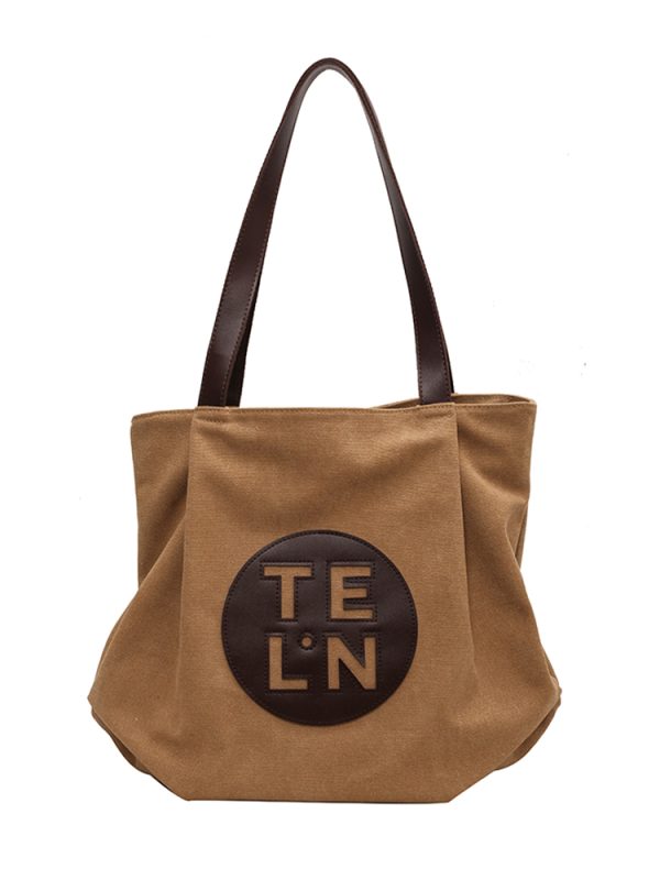 Stylish Large Capacity Canvas Commuter Bag for Women - Artistic Casual Shoulder Bag for Autumn Winter 2025, Versatile Everyday Use