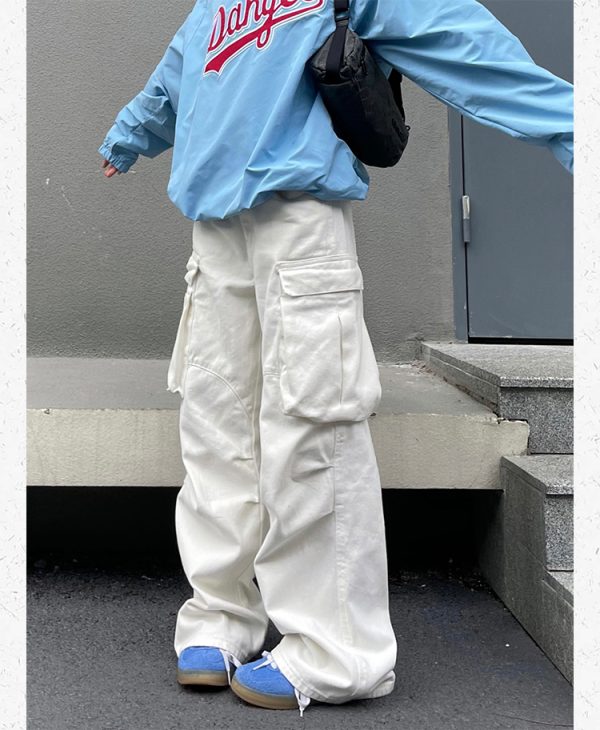 Stylish Retro High-Waisted Wide-Leg Multi-Pocket Work Pants for Men and Women - Trendy Casual 90s Inspired Straight-Leg Trousers