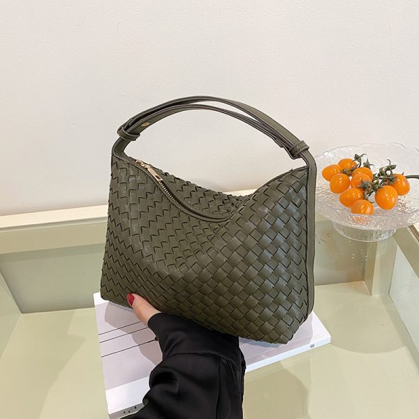 Summer 2025 Korean-Style Woven Large-Capacity Handbag for Women, Minimalist Casual Small Square Crossbody Bag