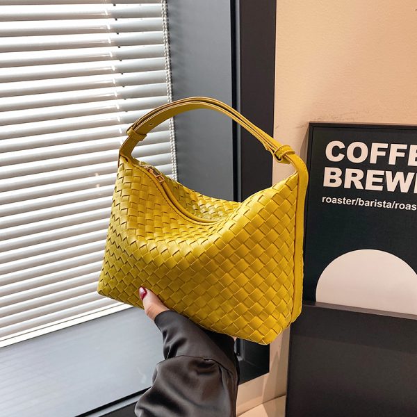 Summer 2025 Korean-Style Woven Large-Capacity Handbag for Women, Minimalist Casual Small Square Crossbody Bag