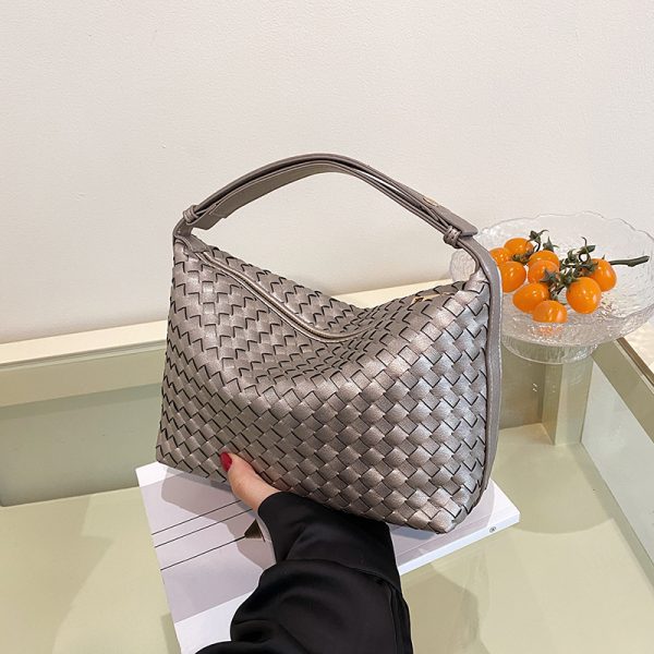 Summer 2025 Korean-Style Woven Large-Capacity Handbag for Women, Minimalist Casual Small Square Crossbody Bag
