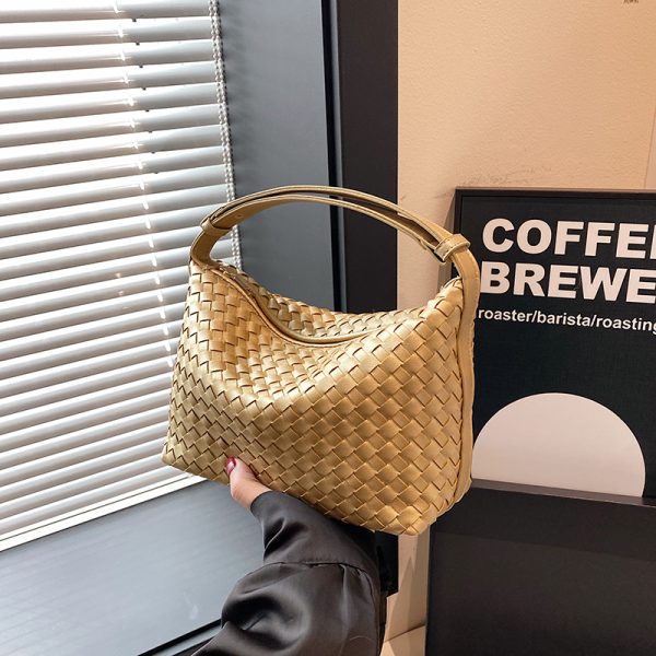 Summer 2025 Korean-Style Woven Large-Capacity Handbag for Women, Minimalist Casual Small Square Crossbody Bag