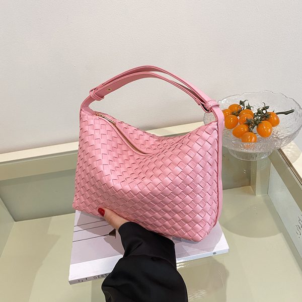 Summer 2025 Korean-Style Woven Large-Capacity Handbag for Women, Minimalist Casual Small Square Crossbody Bag