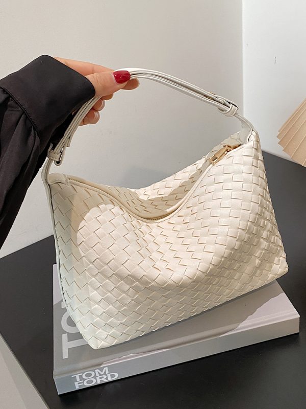 Summer 2025 Korean-Style Woven Large-Capacity Handbag for Women, Minimalist Casual Small Square Crossbody Bag