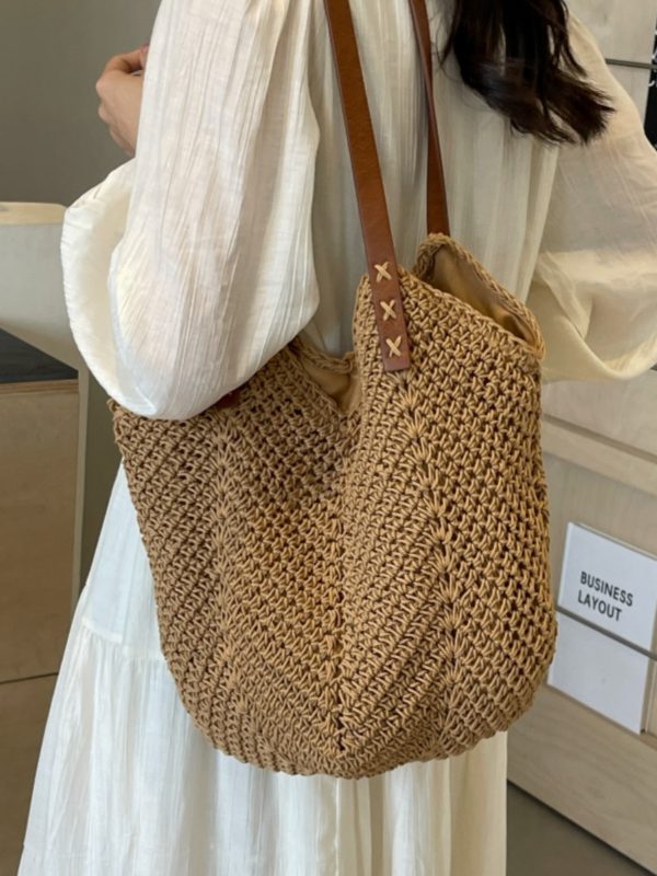 Summer 2025 Womenâ€™s Cotton Yarn Woven Beach Bag â€“ Large Capacity Seaside Vacation Tote, Stylish Shoulder Bag