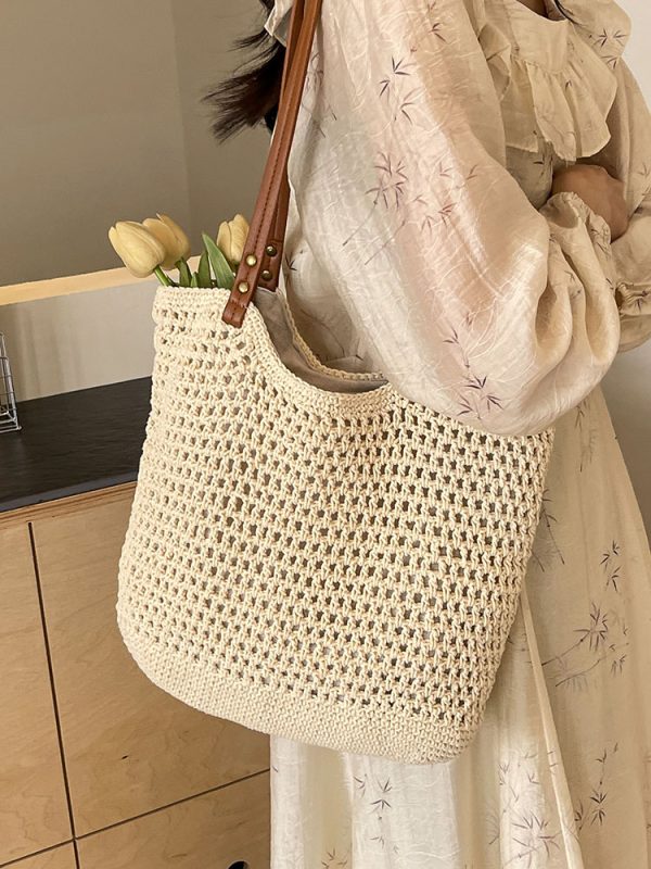 Summer 2025 Women's Hollow Out Woven Tote Bag - Large Capacity Beach Vacation Fashion Accessory