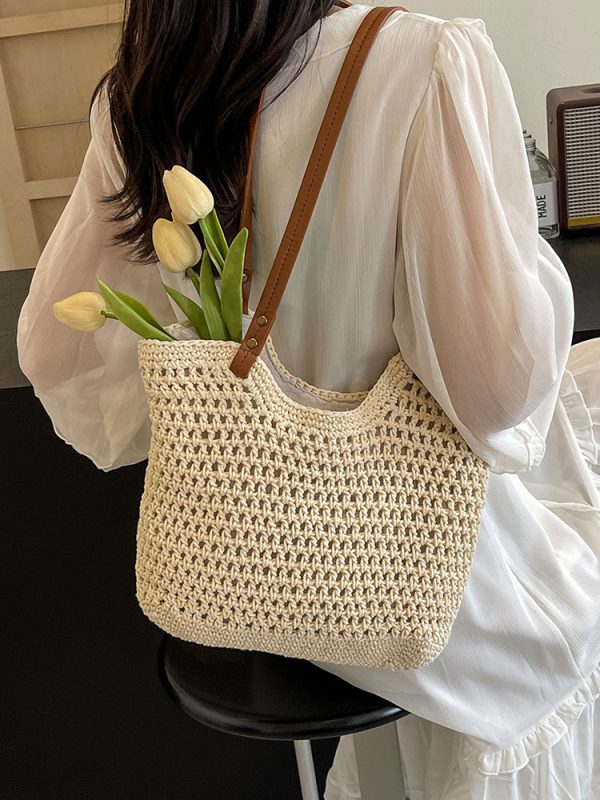 Summer 2025 Women's Hollow Out Woven Tote Bag - Large Capacity Beach Vacation Fashion Accessory