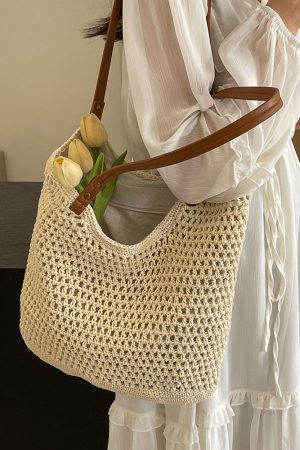Summer 2025 Women's Hollow Out Woven Tote Bag - Large Capacity Beach Vacation Fashion Accessory