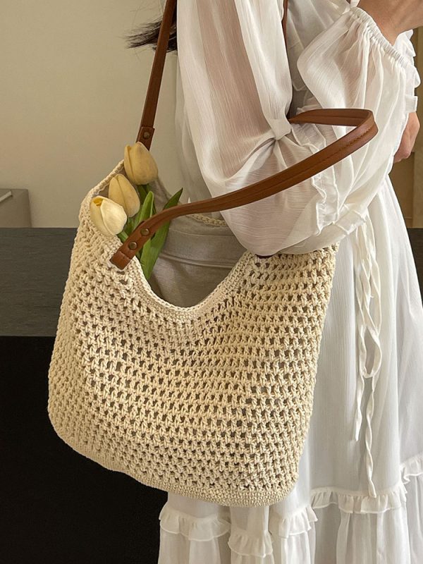 Summer 2025 Women's Hollow Out Woven Tote Bag - Large Capacity Beach Vacation Fashion Accessory