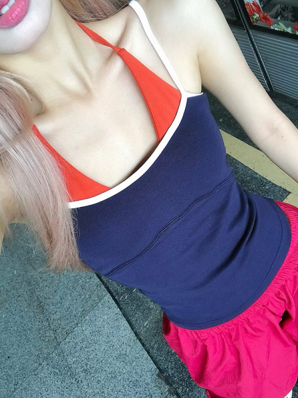 Summer American Style Fake Two-Piece Halter Tank Top for Women, Slim Fit, Sleeveless, Sexy Summer Fashion