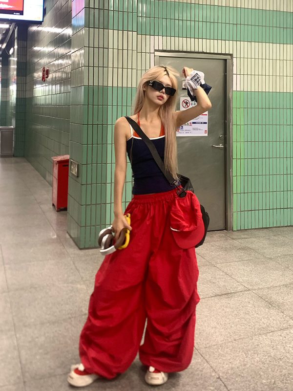 Summer American Style Fake Two-Piece Halter Tank Top for Women, Slim Fit, Sleeveless, Sexy Summer Fashion