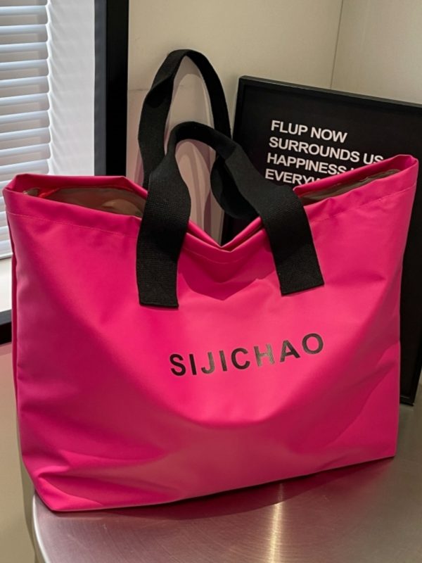 Summer Candy Color Nylon Tote Bag for Women - Large Capacity Versatile Shoulder Bag for Short Trips and Commuting