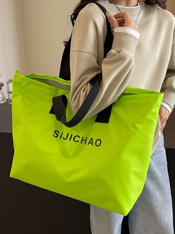 Summer Candy Color Nylon Tote Bag for Women - Large Capacity Versatile Shoulder Bag for Short Trips and Commuting