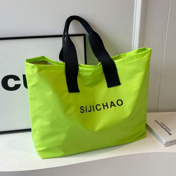 Summer Candy Color Nylon Tote Bag for Women - Large Capacity Versatile Shoulder Bag for Short Trips and Commuting