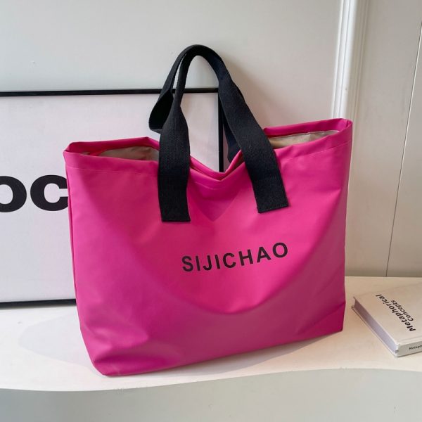 Summer Candy Color Nylon Tote Bag for Women - Large Capacity Versatile Shoulder Bag for Short Trips and Commuting