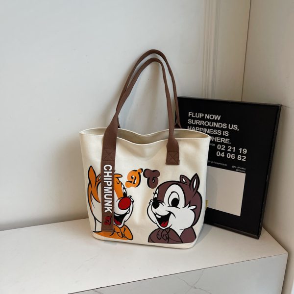 Summer Cartoon Canvas Tote Bag for Women - Large Capacity Commuting & Student Bag - Versatile Fashionable Everyday Carry