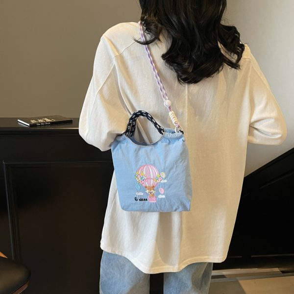 Summer Casual Embroidered Handbag for Women - High-End Canvas Crossbody Phone Bag for Commuting, 2025 Fashion Trend