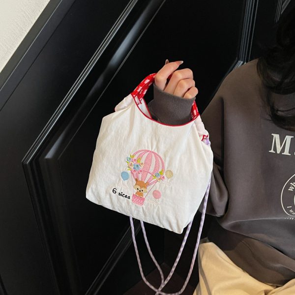 Summer Casual Embroidered Handbag for Women - High-End Canvas Crossbody Phone Bag for Commuting, 2025 Fashion Trend