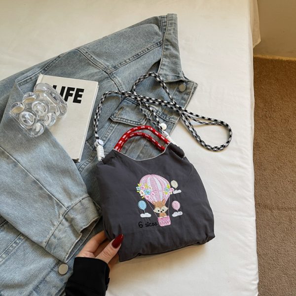 Summer Casual Embroidered Handbag for Women - High-End Canvas Crossbody Phone Bag for Commuting, 2025 Fashion Trend