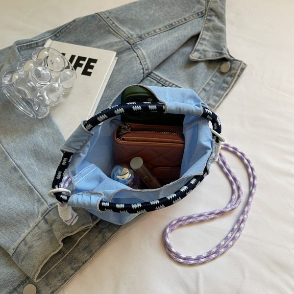 Summer Casual Embroidered Handbag for Women - High-End Canvas Crossbody Phone Bag for Commuting, 2025 Fashion Trend