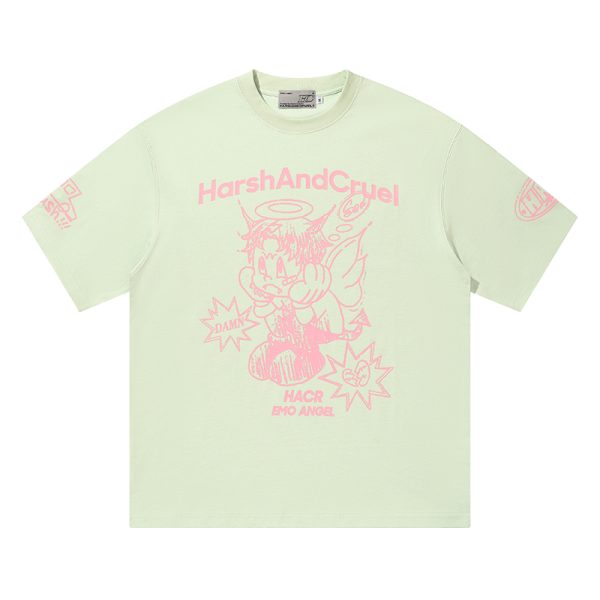 Summer Children's Fun Hand-Drawn Emo Angel Street Graffiti Loose Short Sleeve T-shirt - Trendy Y2K Aesthetic Fashion
