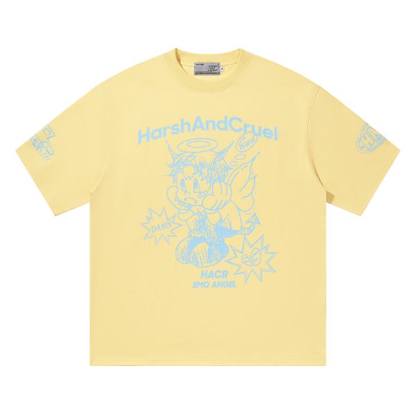 Summer Children's Fun Hand-Drawn Emo Angel Street Graffiti Loose Short Sleeve T-shirt - Trendy Y2K Aesthetic Fashion